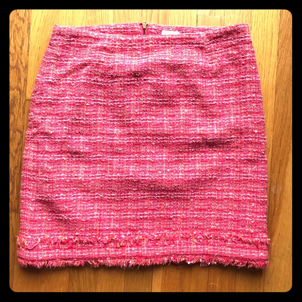 Pink Twill Pencil Skirt